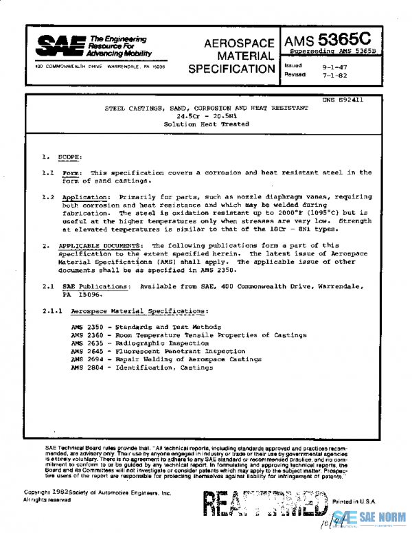 SAE AMS5365C PDF SAE AMS5365C PDF