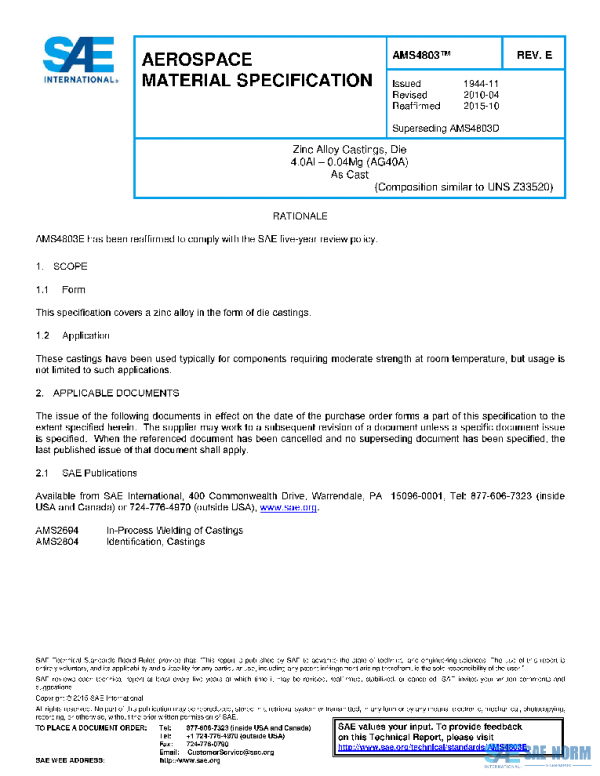 SAE AMS4803E PDF SAE AMS4803E PDF
