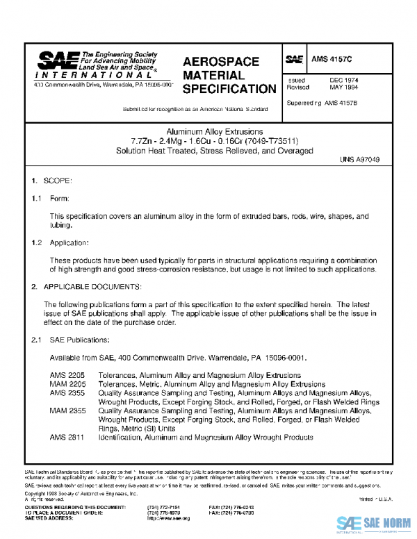 SAE AMS4157C PDF SAE AMS4157C PDF