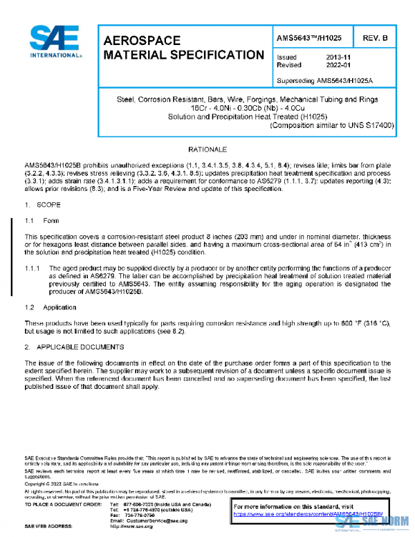 SAE AMS5643/H1025B PDF