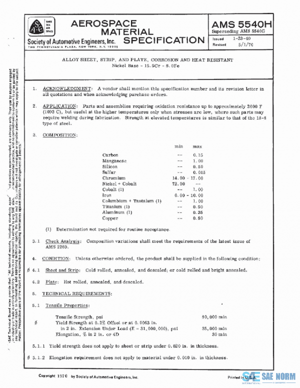 SAE AMS5540H PDF