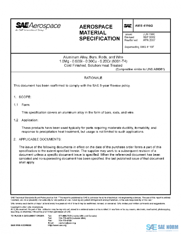 SAE AMS4116G PDF SAE AMS4116G PDF