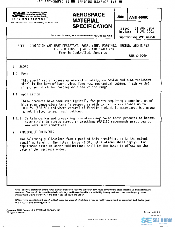 SAE AMS5609C PDF