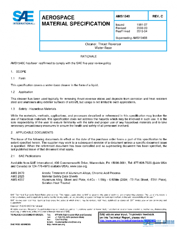 SAE AMS1540C PDF SAE AMS1540C PDF