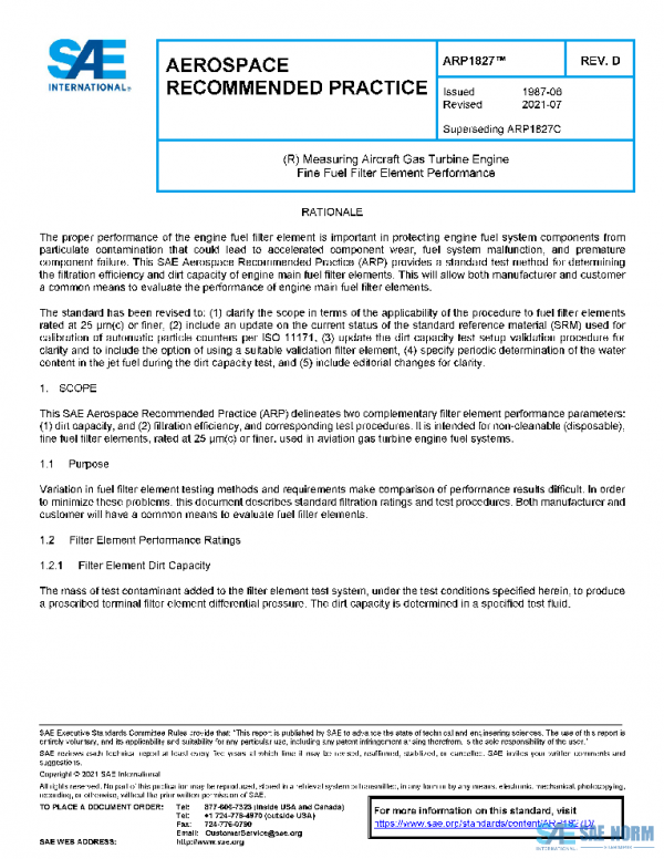 SAE ARP1827D PDF SAE ARP1827D PDF