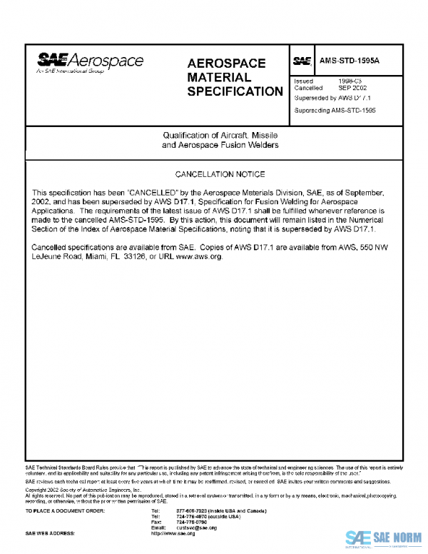 SAE AMSSTD1595A PDF SAE AMSSTD1595A PDF