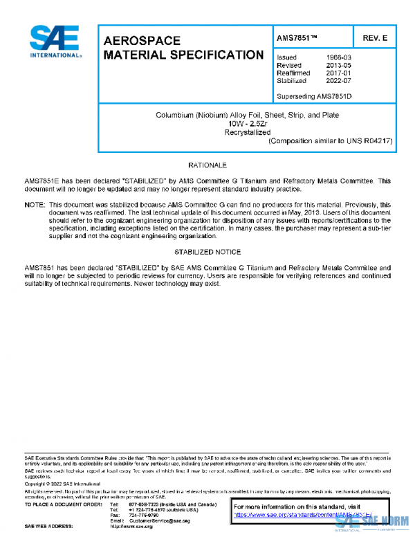 SAE AMS7851E PDF SAE AMS7851E PDF
