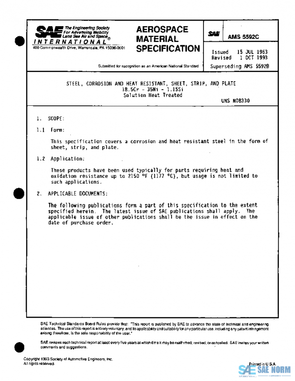 SAE AMS5592C PDF SAE AMS5592C PDF