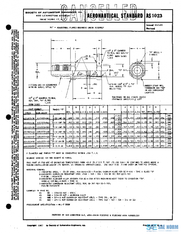 SAE AS1023 PDF SAE AS1023 PDF
