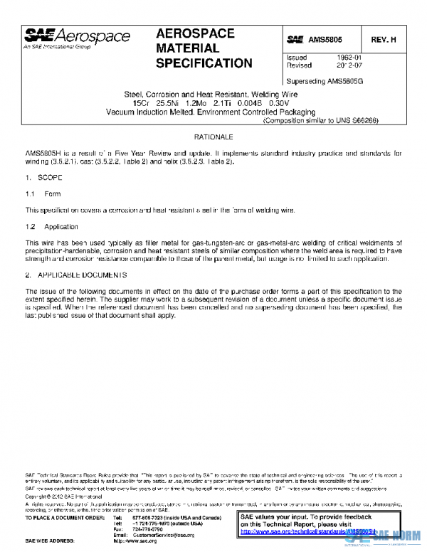 SAE AMS5805H PDF SAE AMS5805H PDF