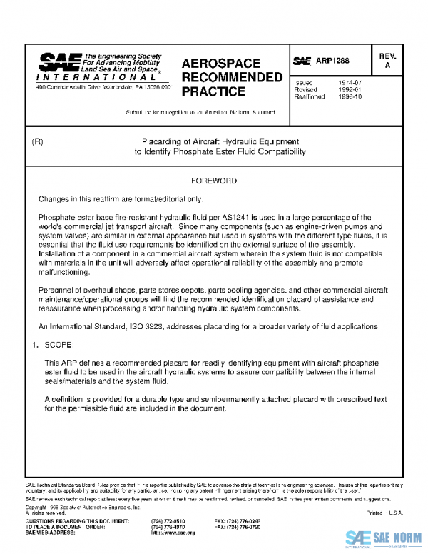SAE ARP1288A PDF SAE ARP1288A PDF