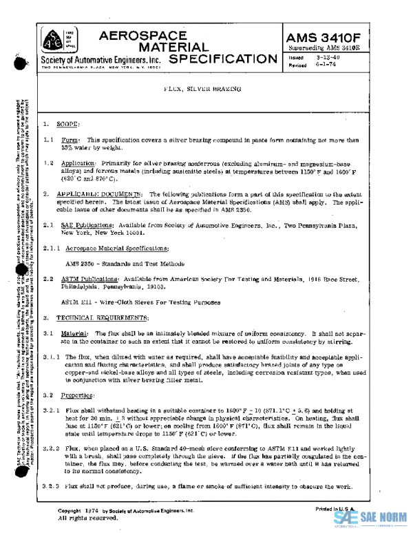 SAE AMS3410F PDF SAE AMS3410F PDF