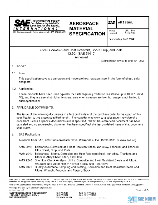 SAE AMS5504L PDF SAE AMS5504L PDF