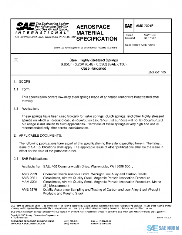SAE AMS7301F PDF SAE AMS7301F PDF
