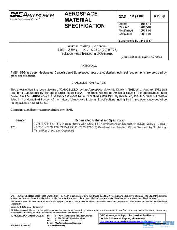 SAE AMS4166G PDF SAE AMS4166G PDF