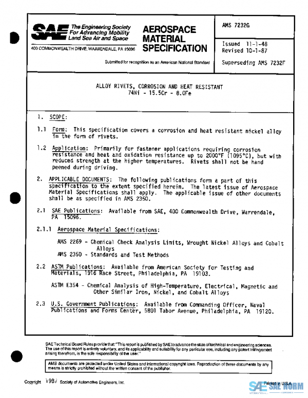 SAE AMS7232G PDF SAE AMS7232G PDF