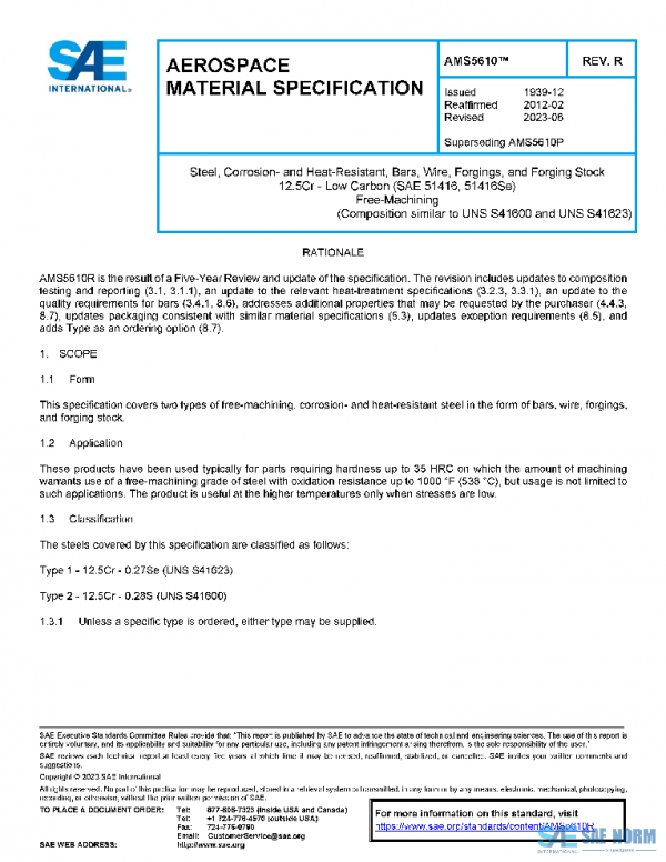SAE AMS5610R PDF SAE AMS5610R PDF