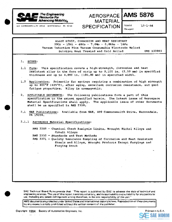 SAE AMS5876 PDF SAE AMS5876 PDF