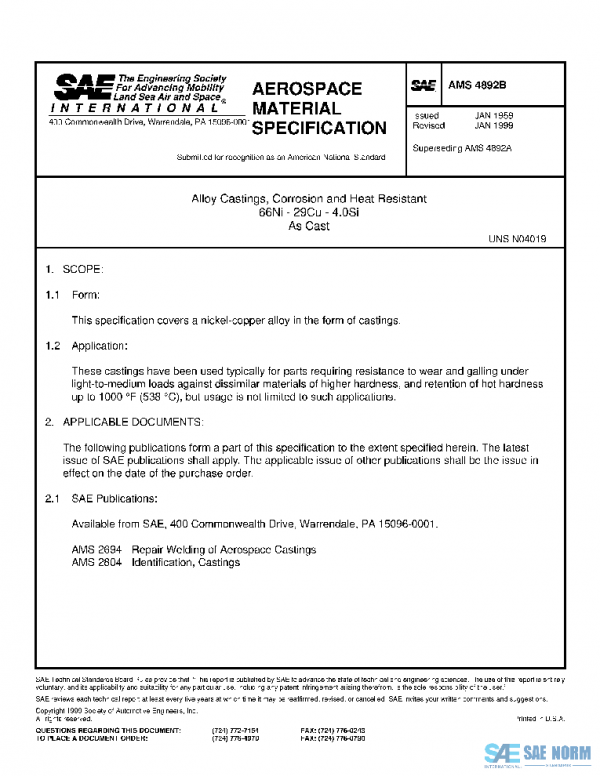 SAE AMS4892B PDF SAE AMS4892B PDF