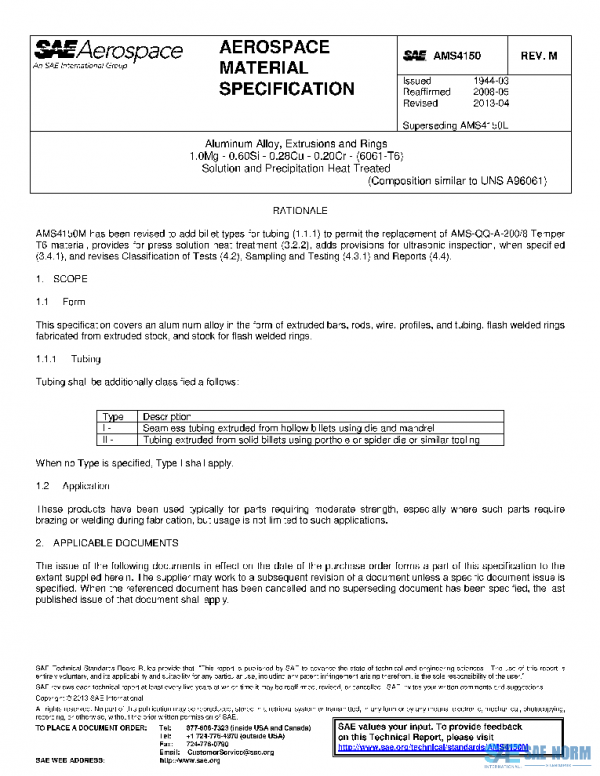 SAE AMS4150M PDF SAE AMS4150M PDF