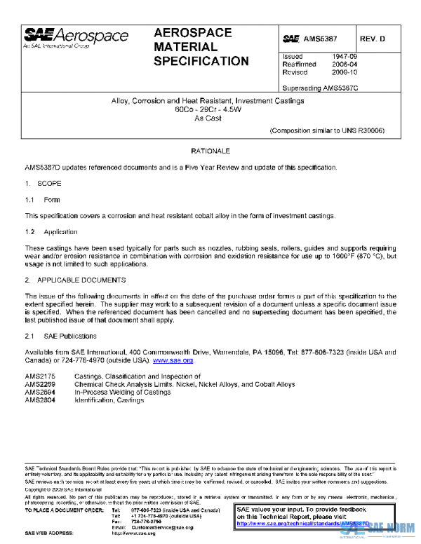 SAE AMS5387D PDF SAE AMS5387D PDF