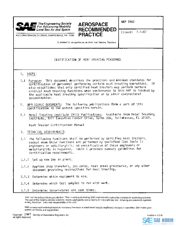 SAE ARP1962 PDF SAE ARP1962 PDF