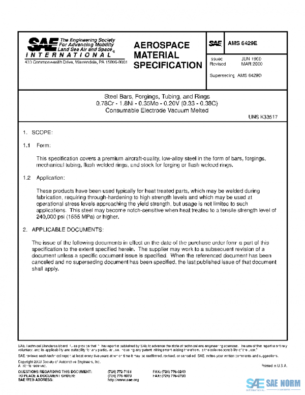 SAE AMS6429E PDF SAE AMS6429E PDF