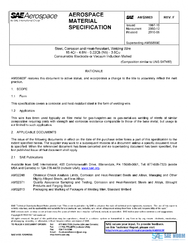 SAE AMS5803F PDF SAE AMS5803F PDF