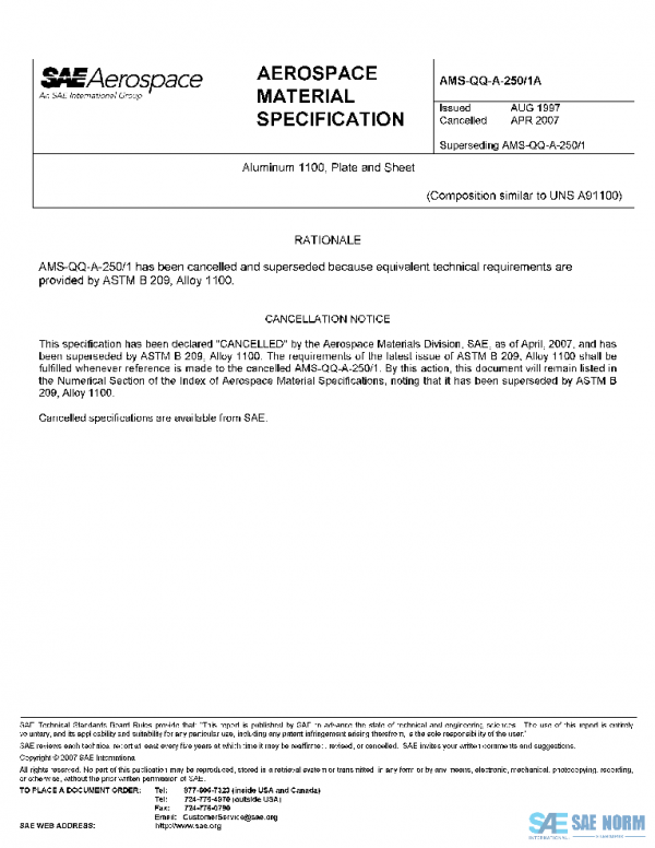 SAE AMSQQA250/1A PDF