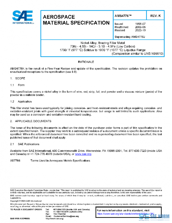SAE AMS4776K PDF SAE AMS4776K PDF