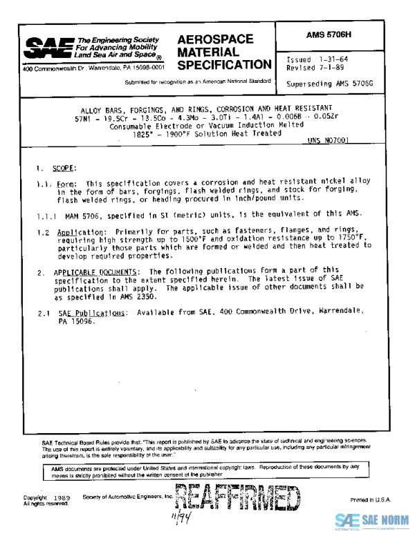 SAE AMS5706H PDF SAE AMS5706H PDF