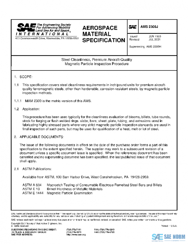 SAE AMS2300J PDF SAE AMS2300J PDF
