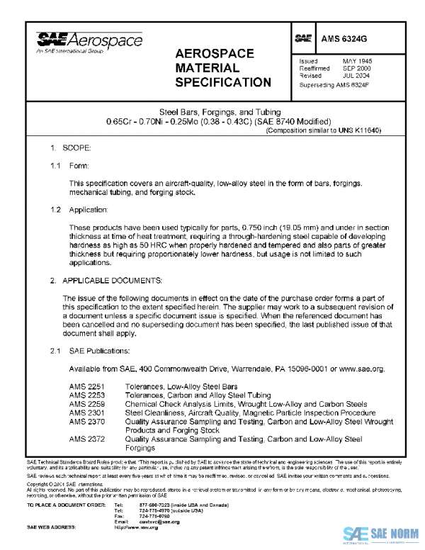 SAE AMS6324G PDF SAE AMS6324G PDF