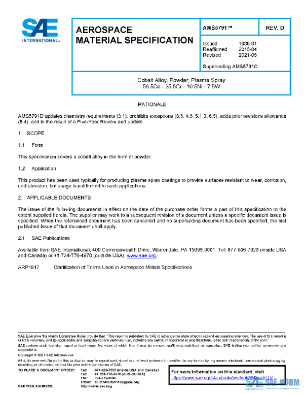 SAE AMS5791D PDF SAE AMS5791D PDF