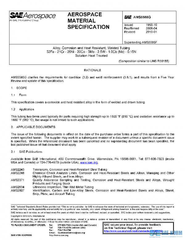 SAE AMS5585G PDF SAE AMS5585G PDF
