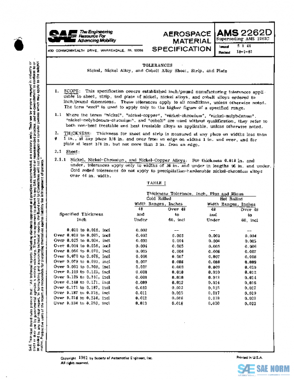 SAE AMS2262D PDF SAE AMS2262D PDF
