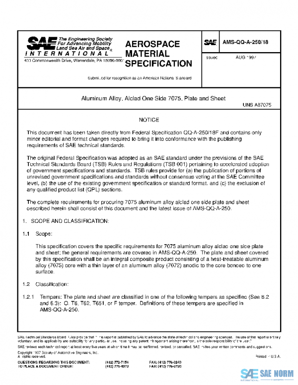 SAE AMSQQA250/18 PDF