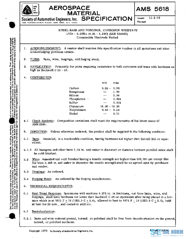 SAE AMS5618 PDF SAE AMS5618 PDF