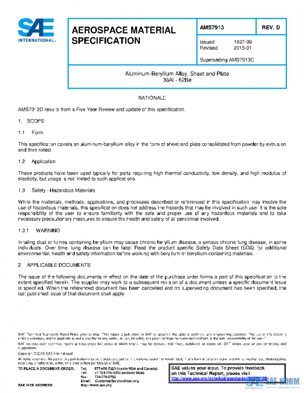SAE AMS7913D PDF SAE AMS7913D PDF