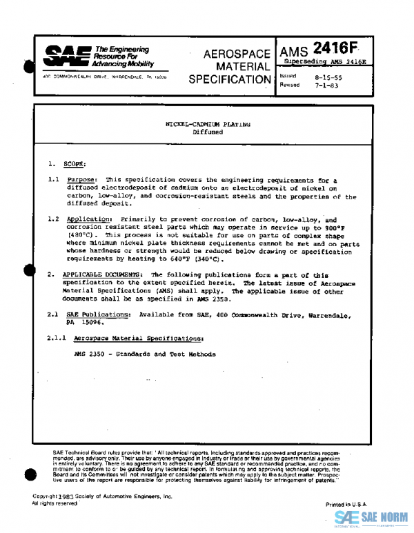 SAE AMS2416F PDF SAE AMS2416F PDF