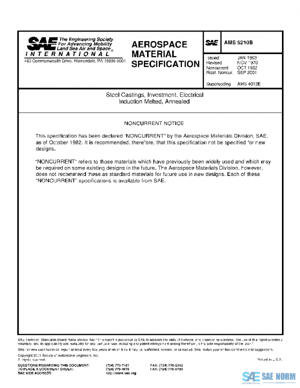 SAE AMS5210B PDF SAE AMS5210B PDF