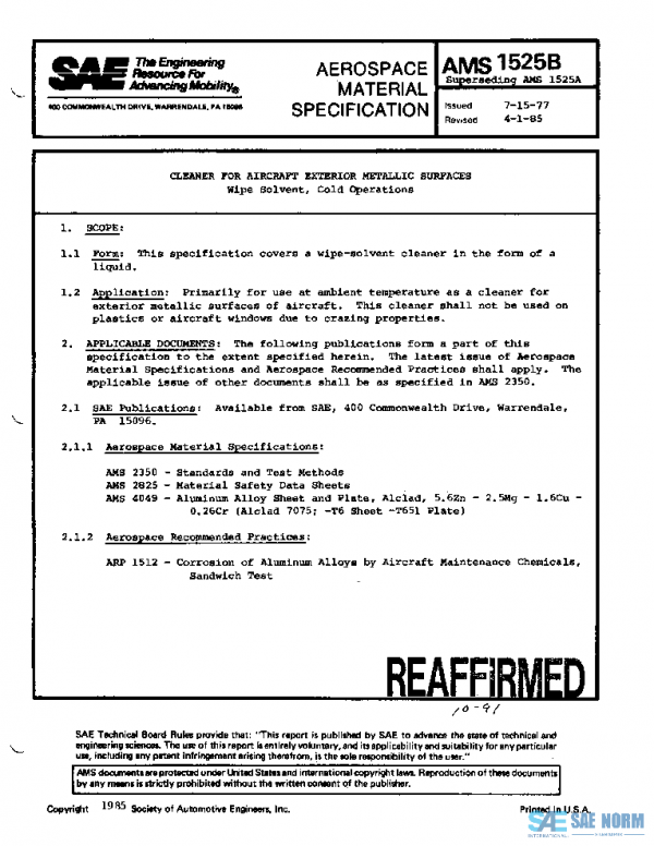 SAE AMS1525B PDF SAE AMS1525B PDF
