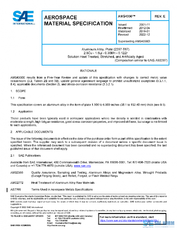 SAE AMS4330E PDF SAE AMS4330E PDF