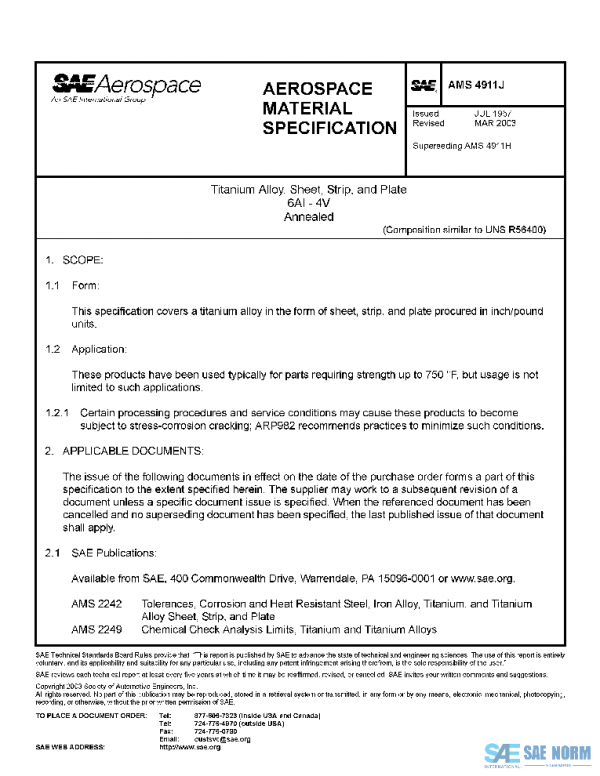 SAE AMS4911J PDF SAE AMS4911J PDF