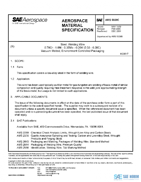 SAE AMS5029C PDF SAE AMS5029C PDF