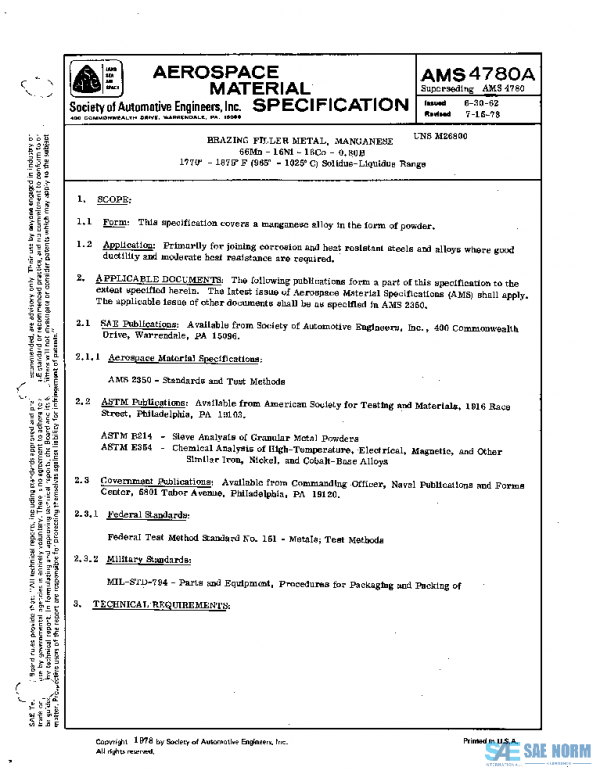 SAE AMS4780A PDF SAE AMS4780A PDF