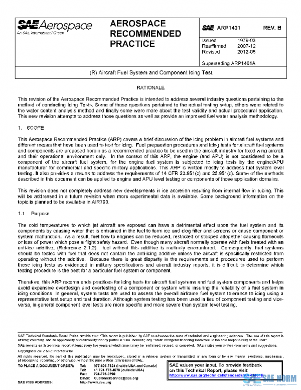 SAE ARP1401B PDF SAE ARP1401B PDF