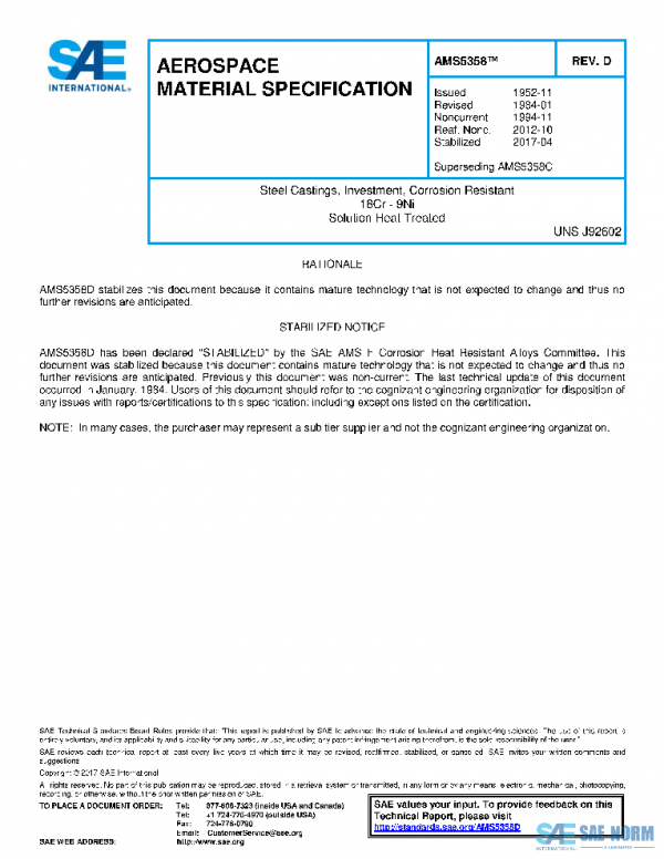 SAE AMS5358D PDF