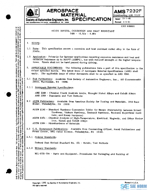 SAE AMS7232F PDF SAE AMS7232F PDF