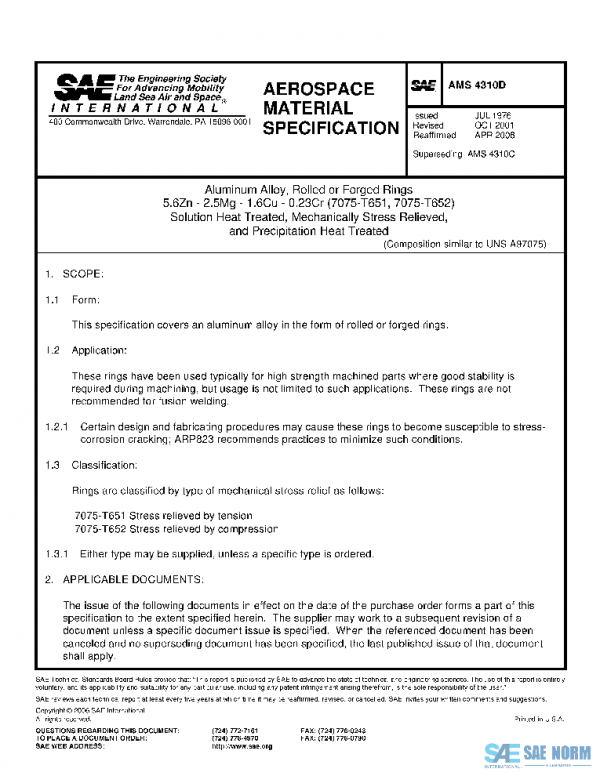 SAE AMS4310D PDF SAE AMS4310D PDF